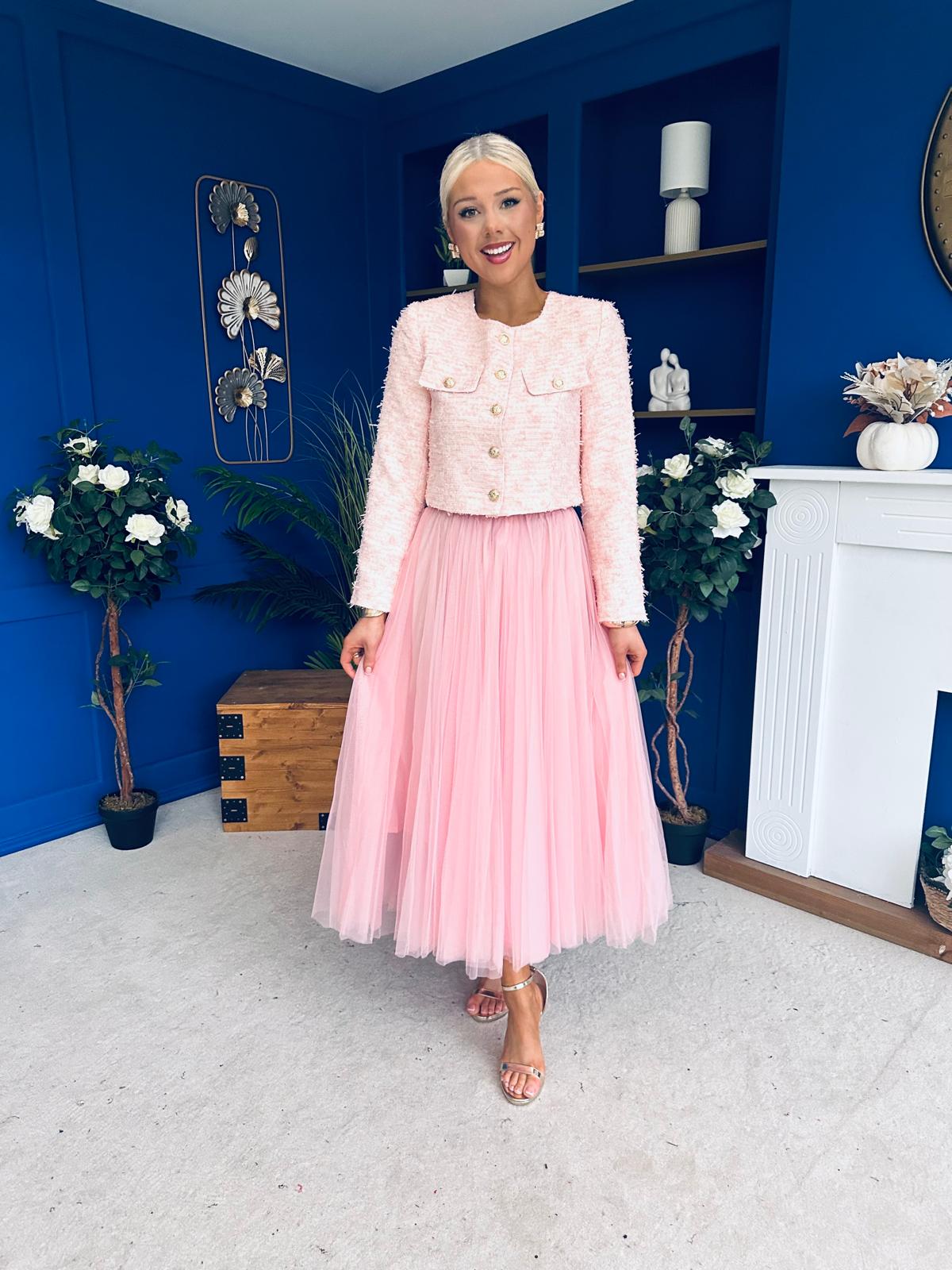 Celine Detailed Tulle Skirt Pink