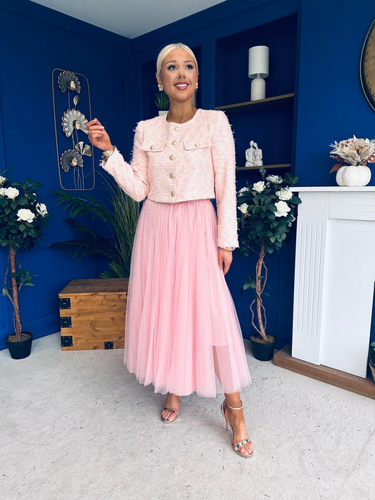 Celine Detailed Tulle Skirt Pink