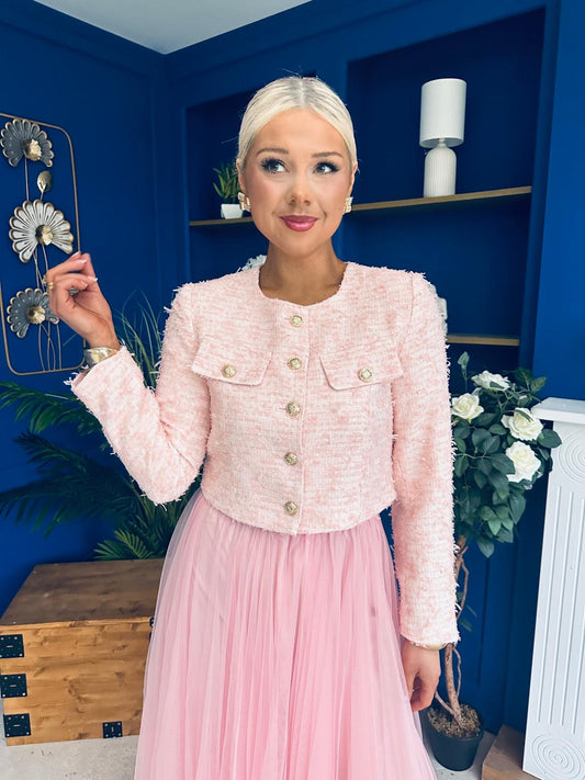 Emma Detailed Tweed Jacket Pink