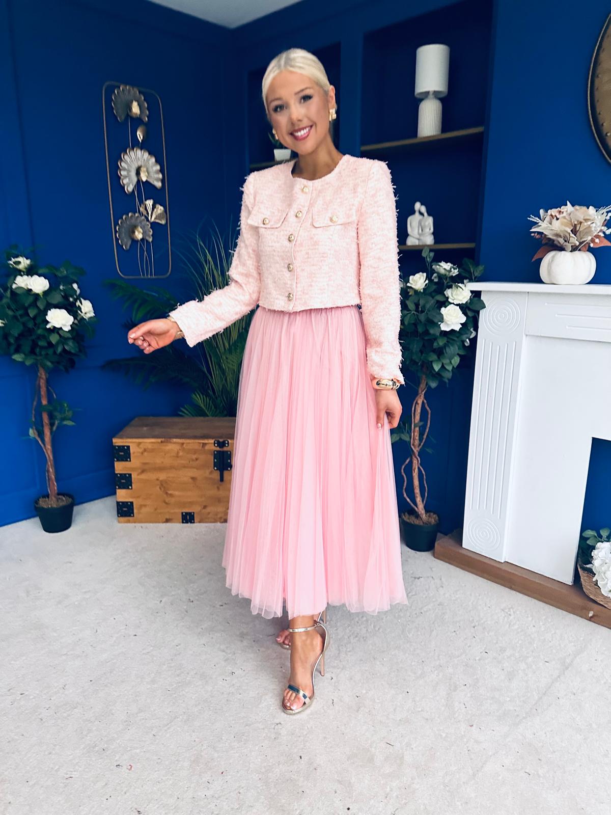 Celine Detailed Tulle Skirt Pink