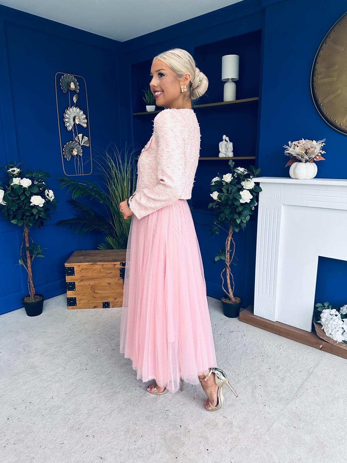 Celine Detailed Tulle Skirt Pink