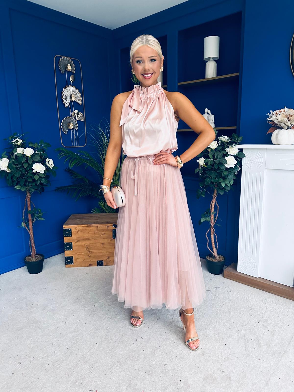 Celine Detailed Tulle Skirt Blush