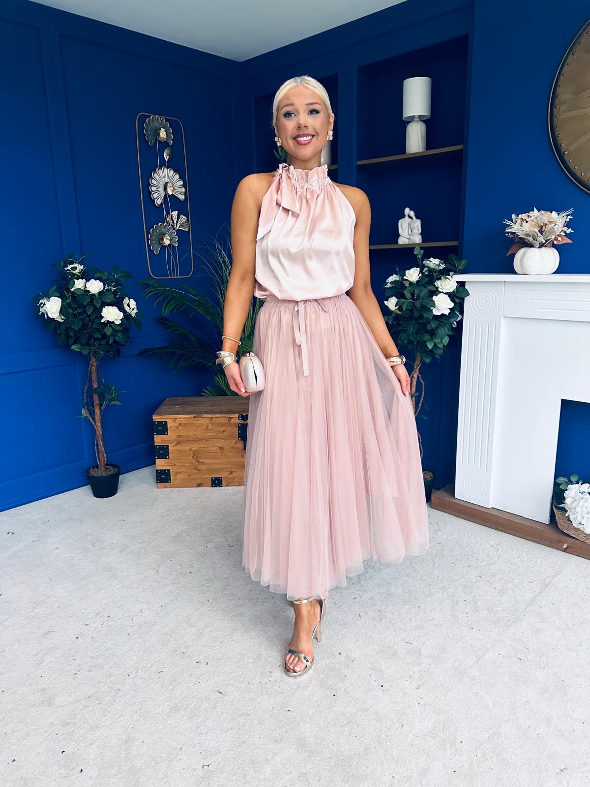 Celine Detailed Tulle Skirt Blush