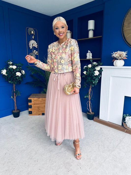 Celine Detailed Tulle Skirt Blush