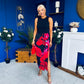 Terri Floral Print 2 in 1 Bow Detail Midi Dress Red
