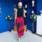 Terri Floral Print 2 in 1 Bow Detail Midi Dress Red