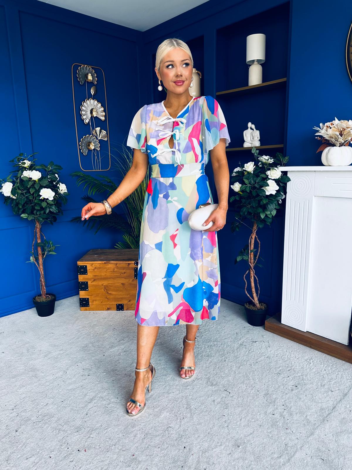 Maeve Detailed Midi Dress Geo Blue