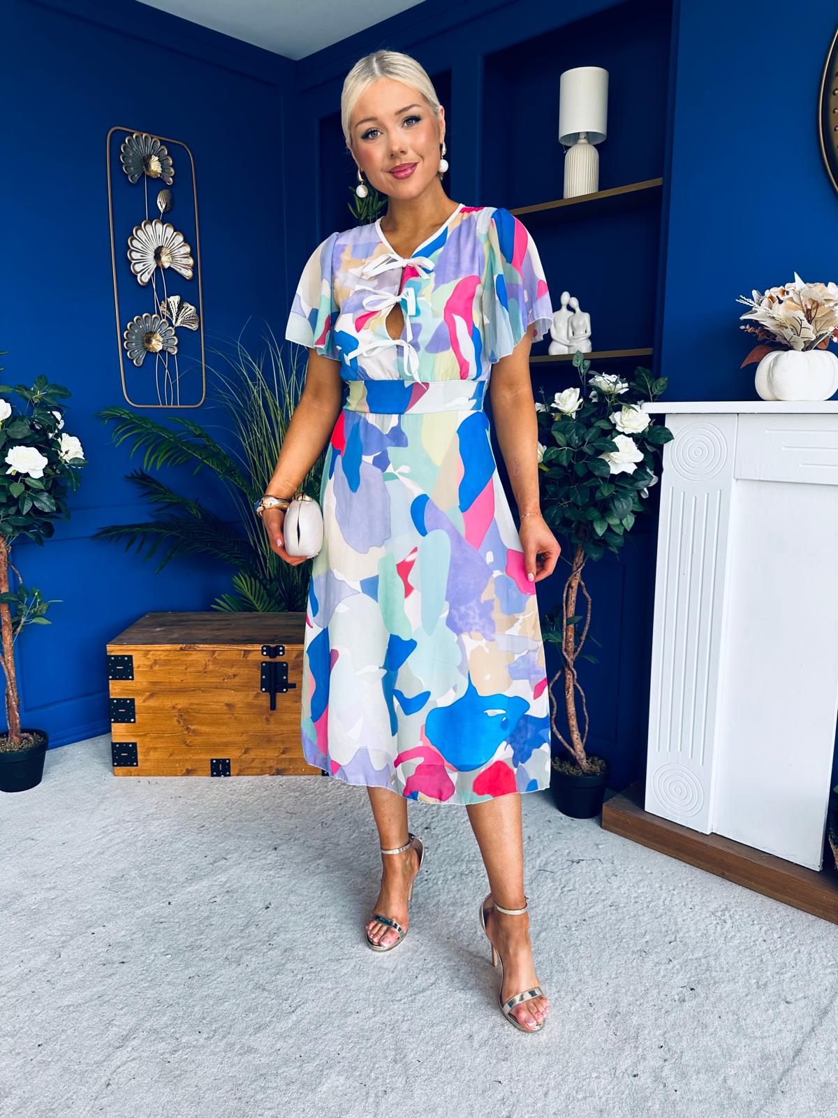 Maeve Detailed Midi Dress Geo Blue