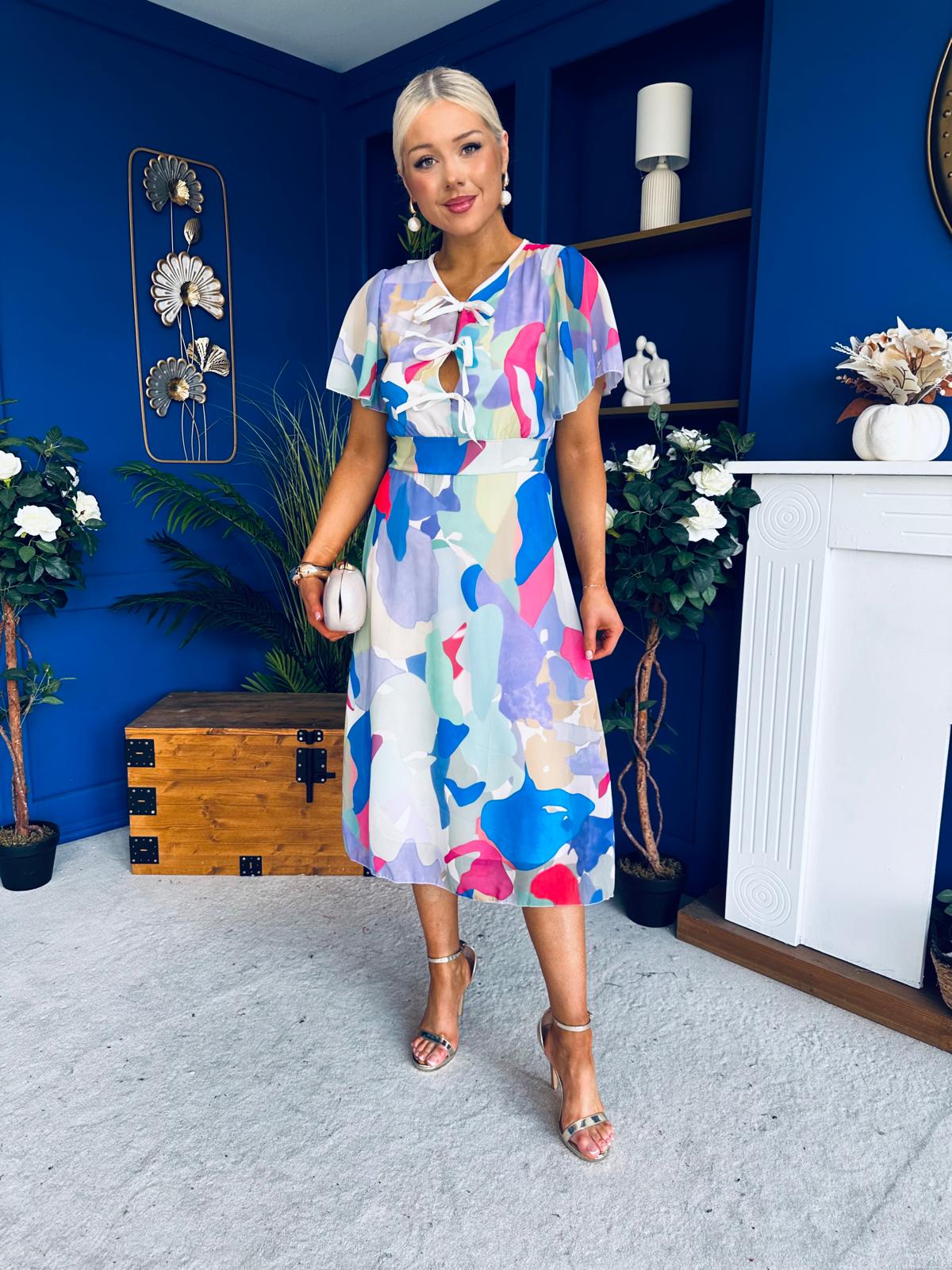 Maeve Detailed Midi Dress Geo Blue