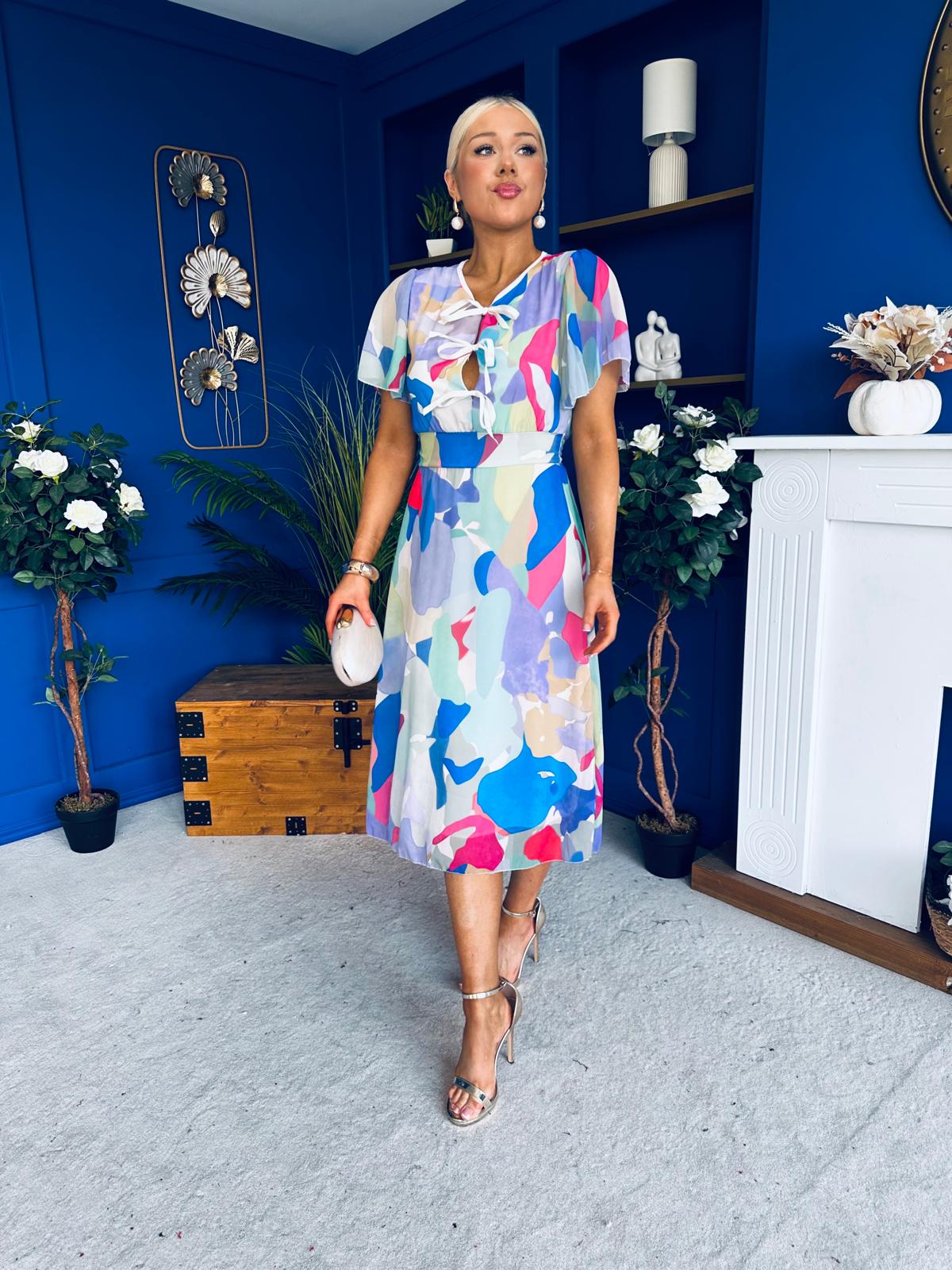 Maeve Detailed Midi Dress Geo Blue