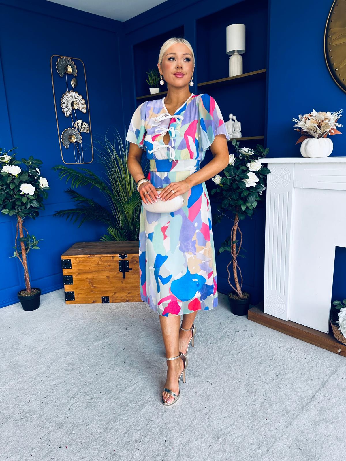 Maeve Detailed Midi Dress Geo Blue