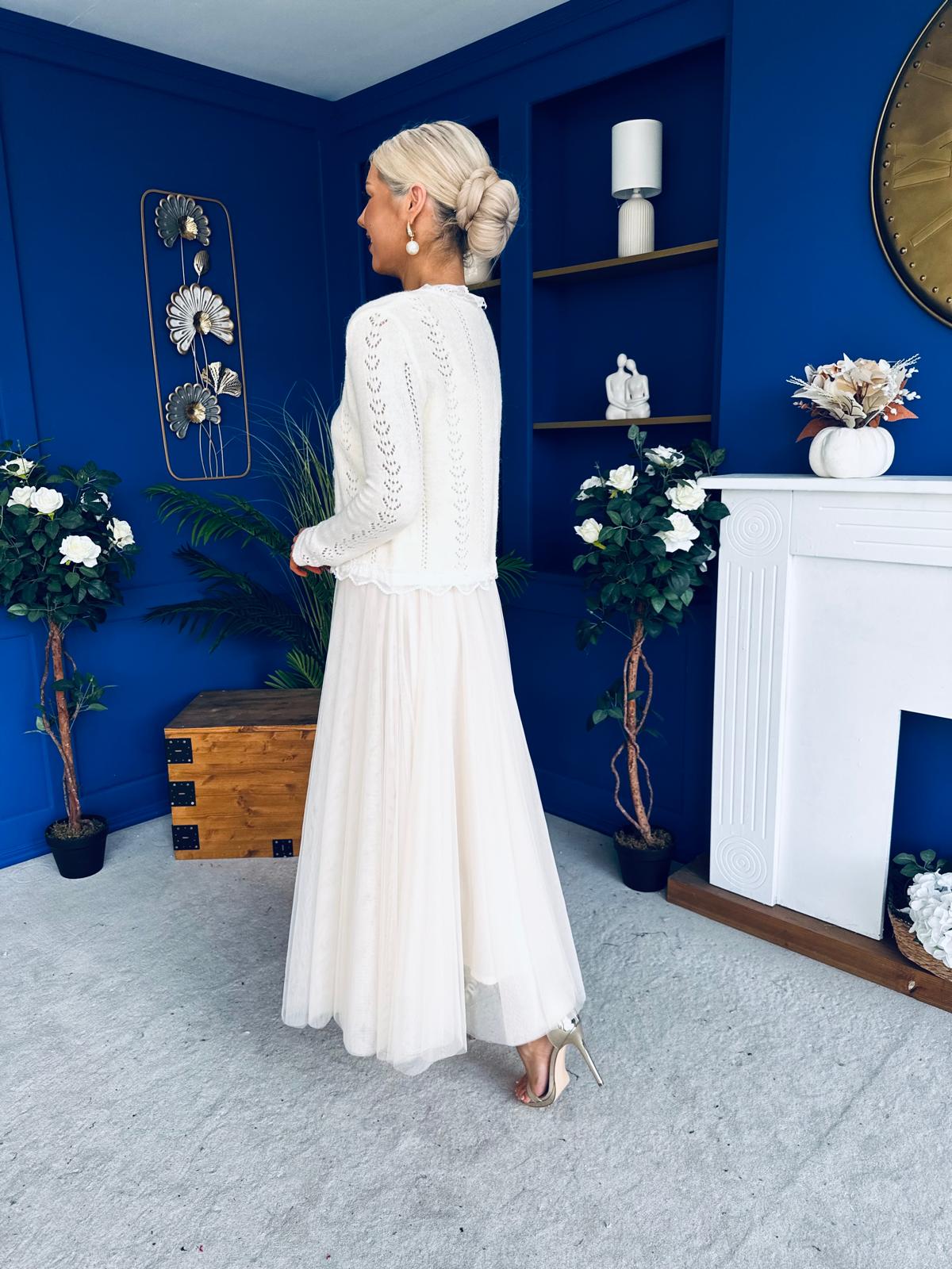 Bella Soft Knit Cardi & Cami Set Cream