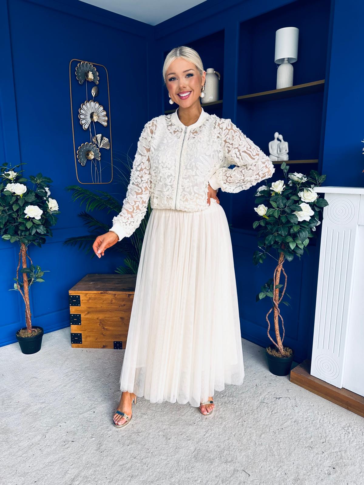 Yasmin Detailed Sheer Jacket Cream