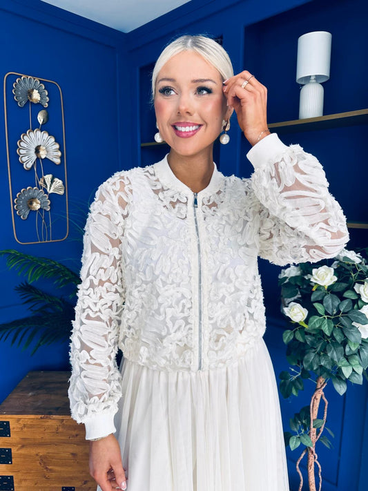 Yasmin Detailed Sheer Jacket Cream