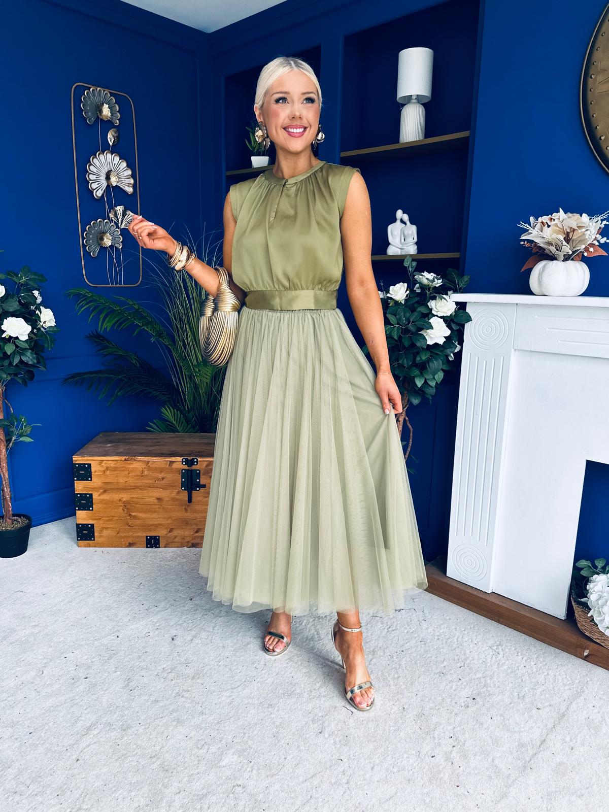 Kylie Detailed Metallic Top Olive