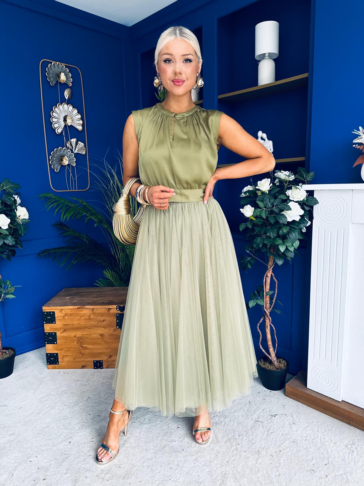 Kylie Detailed Metallic Top Olive