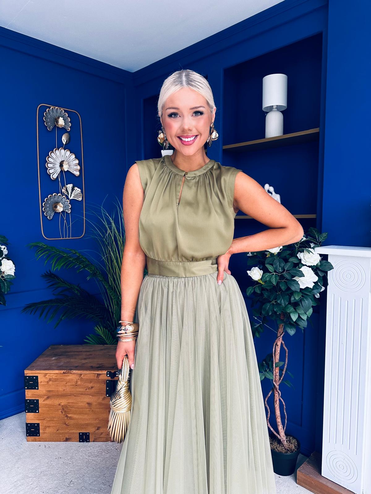 Kylie Detailed Metallic Top Olive