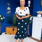 Jennifer Puff Sleeve Midi Dress Polka Monochrome