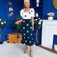 Jennifer Puff Sleeve Midi Dress Polka Monochrome