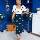 Jennifer Puff Sleeve Midi Dress Polka Monochrome