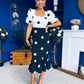 Jennifer Puff Sleeve Midi Dress Polka Monochrome