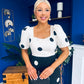 Jennifer Puff Sleeve Midi Dress Polka Monochrome