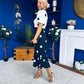 Jennifer Puff Sleeve Midi Dress Polka Monochrome