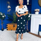 Jennifer Puff Sleeve Midi Dress Polka Monochrome