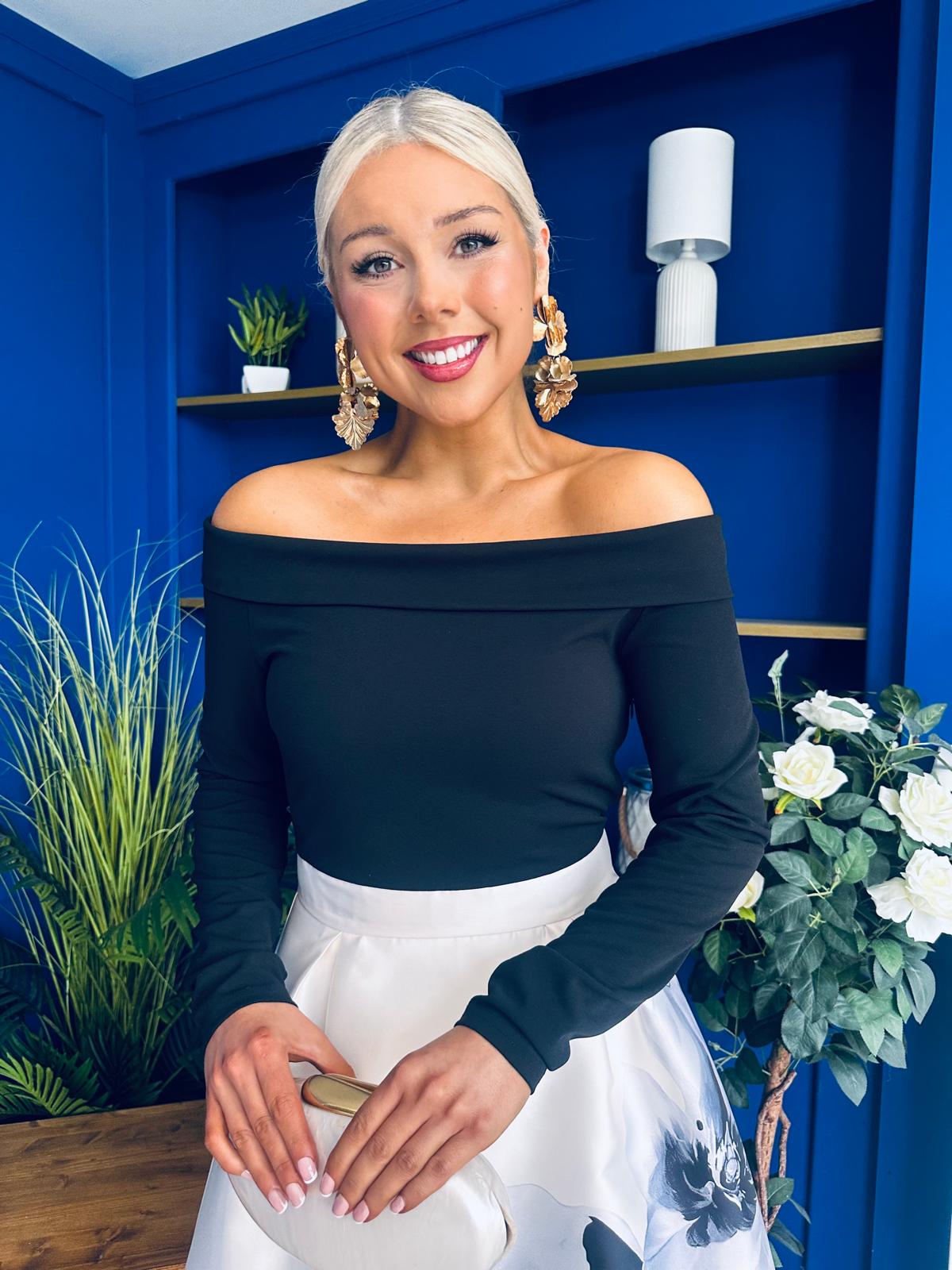 Kathy Bardot Floral Midi Dress Black