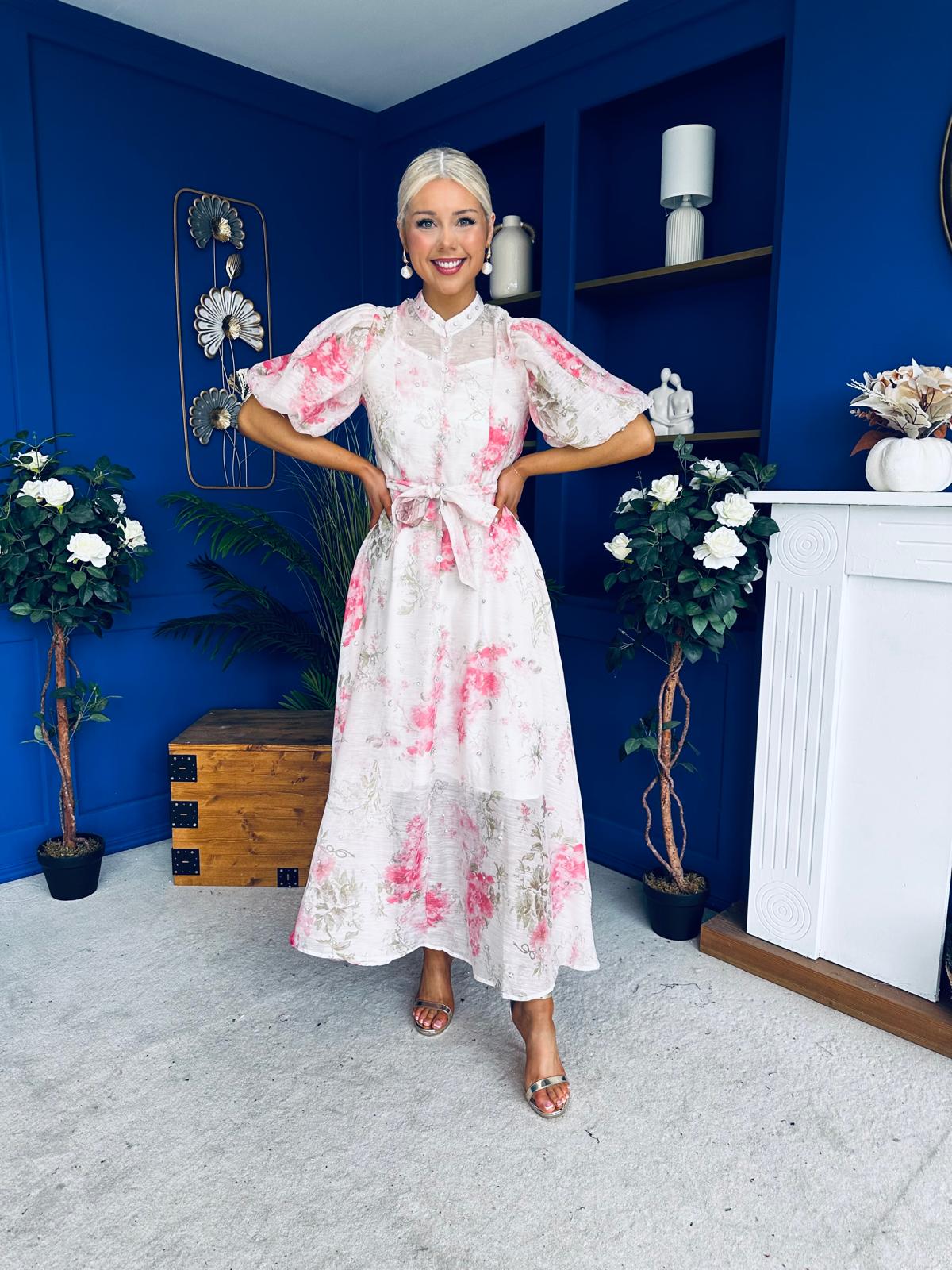 Doris Embellished Occasion Dress Rose