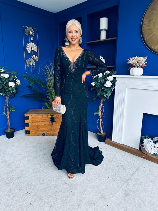 Iona Embellished Occasion Dress Black