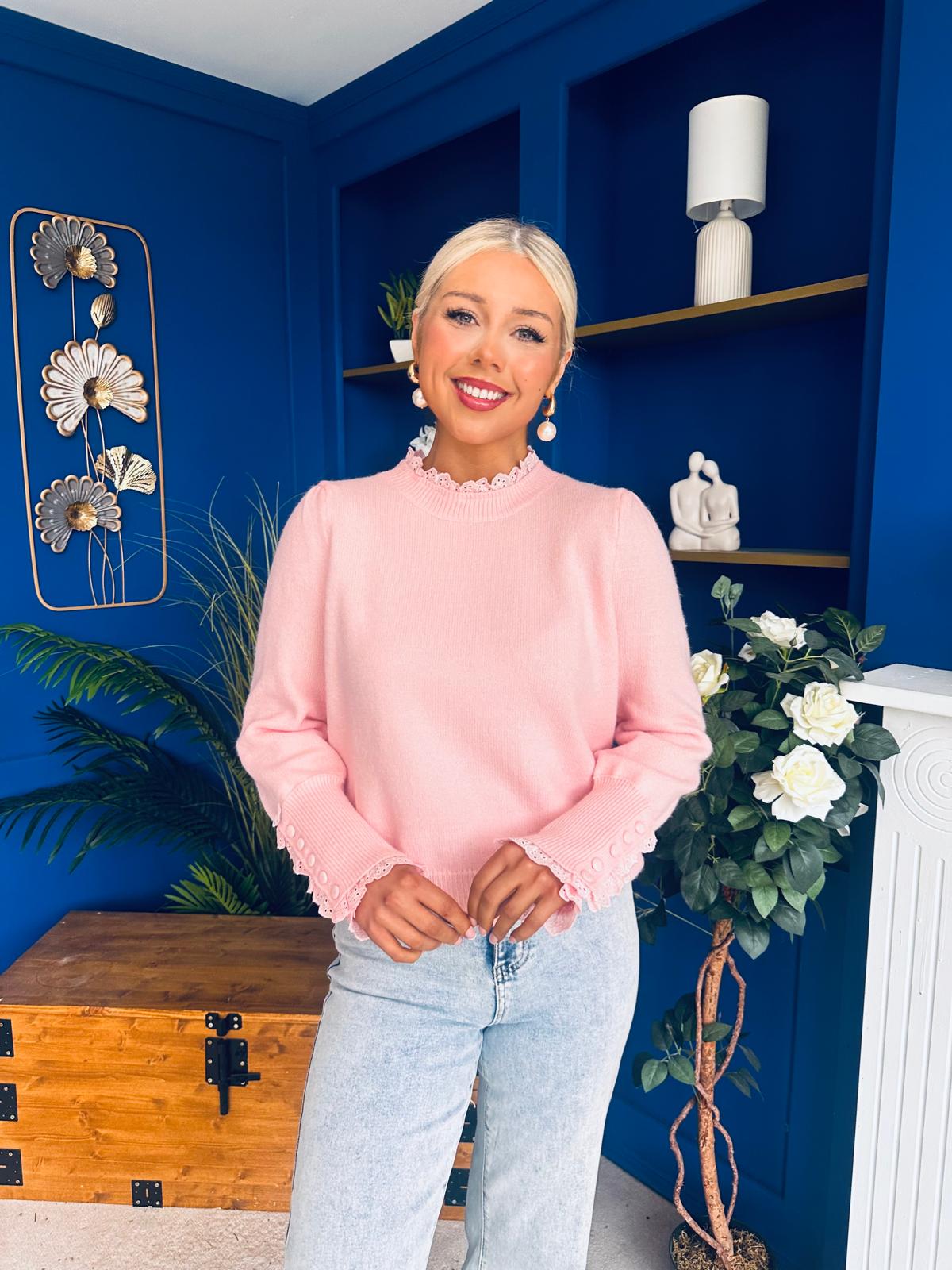 Elis Lace Detail Jumper Pwr Pink