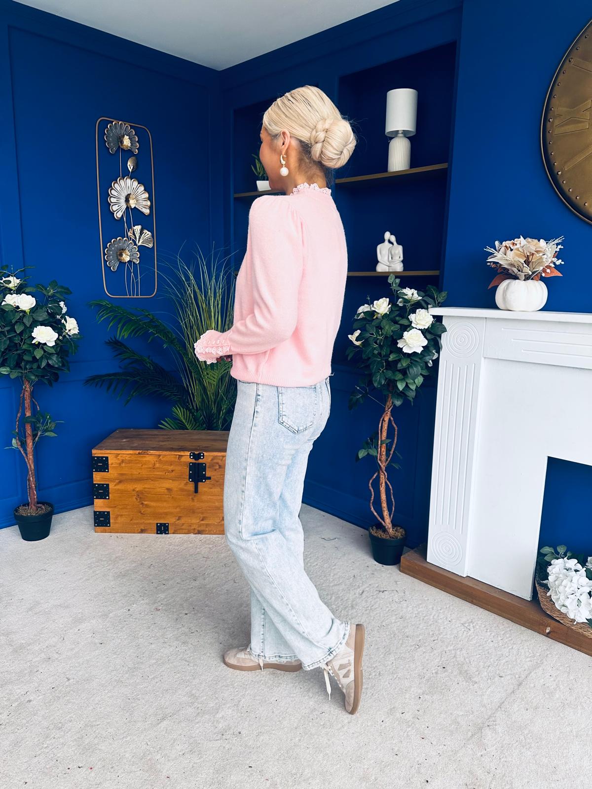 Elis Lace Detail Jumper Pwr Pink