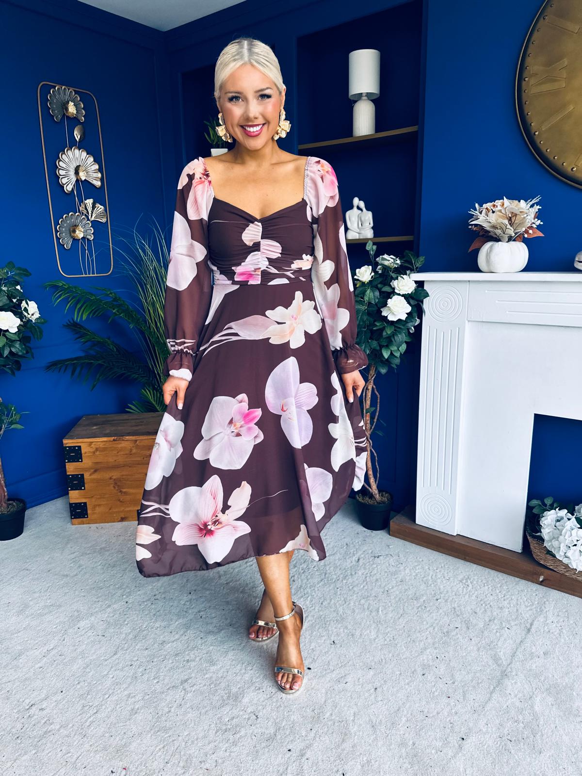 Ailbhe Detailed Midi Dress Floral Coco