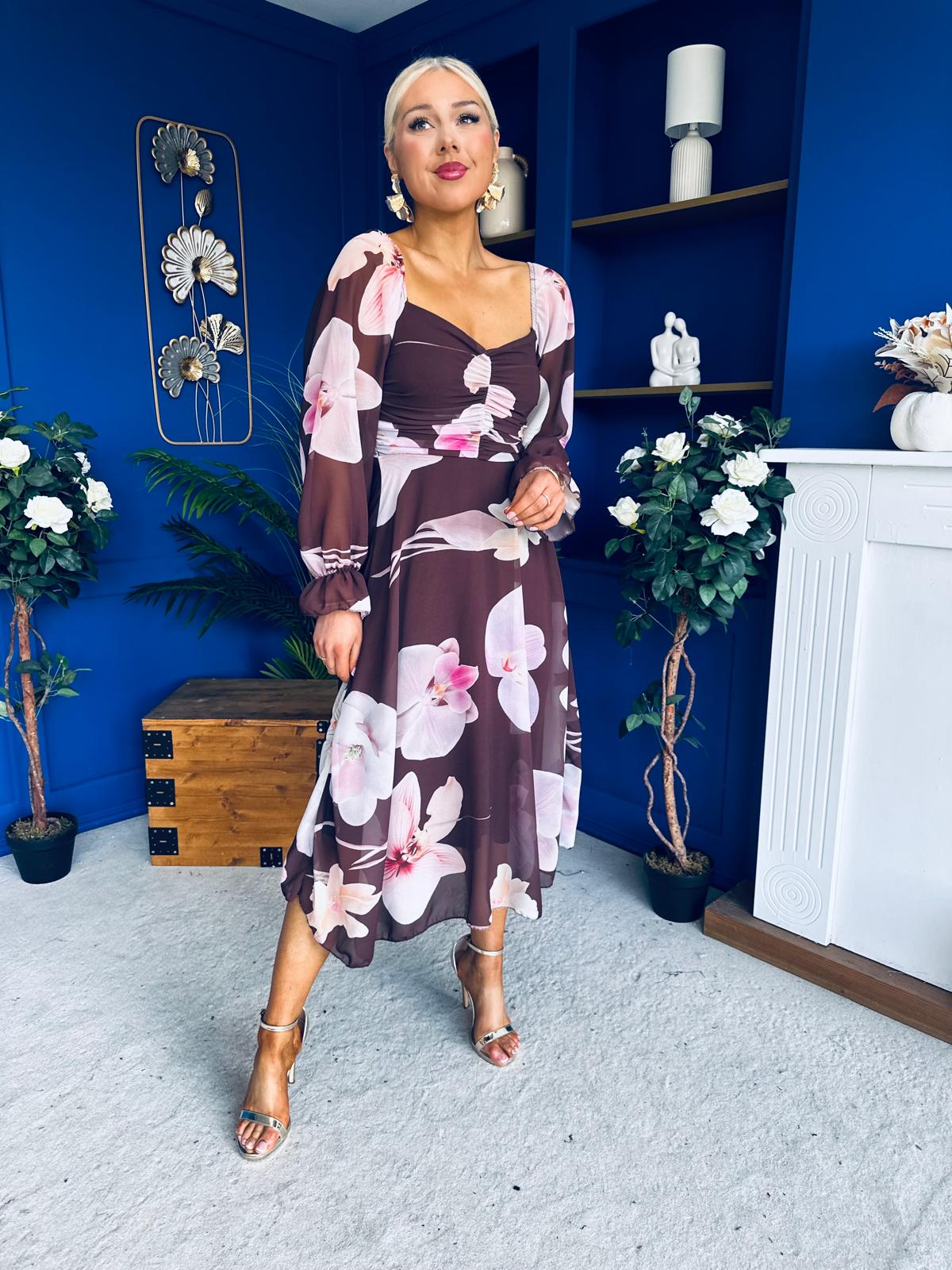 Ailbhe Detailed Midi Dress Floral Coco