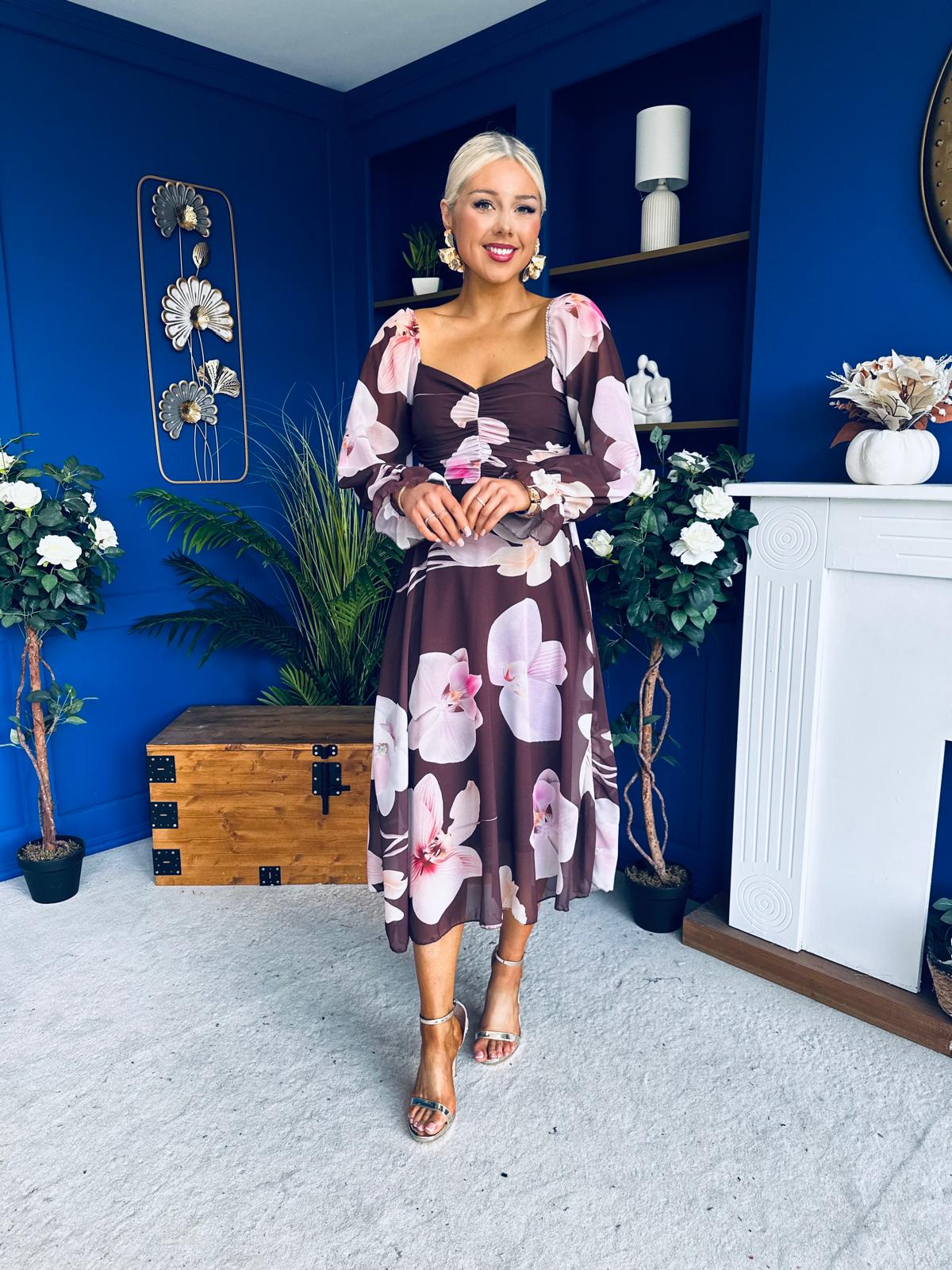 Ailbhe Detailed Midi Dress Floral Coco