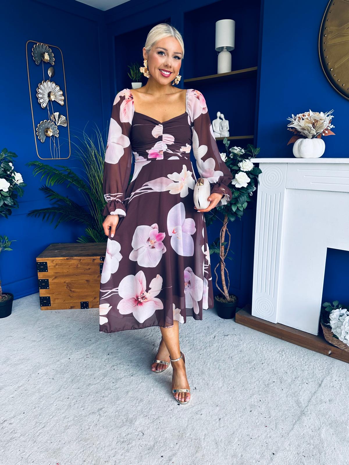 Ailbhe Detailed Midi Dress Floral Coco