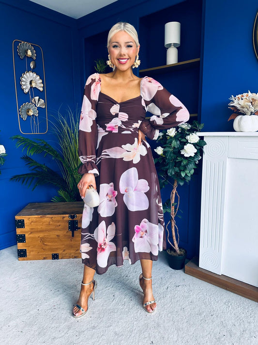 Ailbhe Detailed Midi Dress Floral Coco