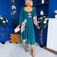 Ailbhe Detailed Midi Dress Floral Green