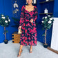 Ailbhe Detailed Midi Dress Floral Red/Black