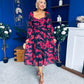 Ailbhe Detailed Midi Dress Floral Red/Black