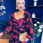 Ailbhe Detailed Midi Dress Floral Red/Black