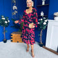 Ailbhe Detailed Midi Dress Floral Red/Black