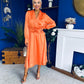 Sadhbh Detailed Satin Midi Dress Amber