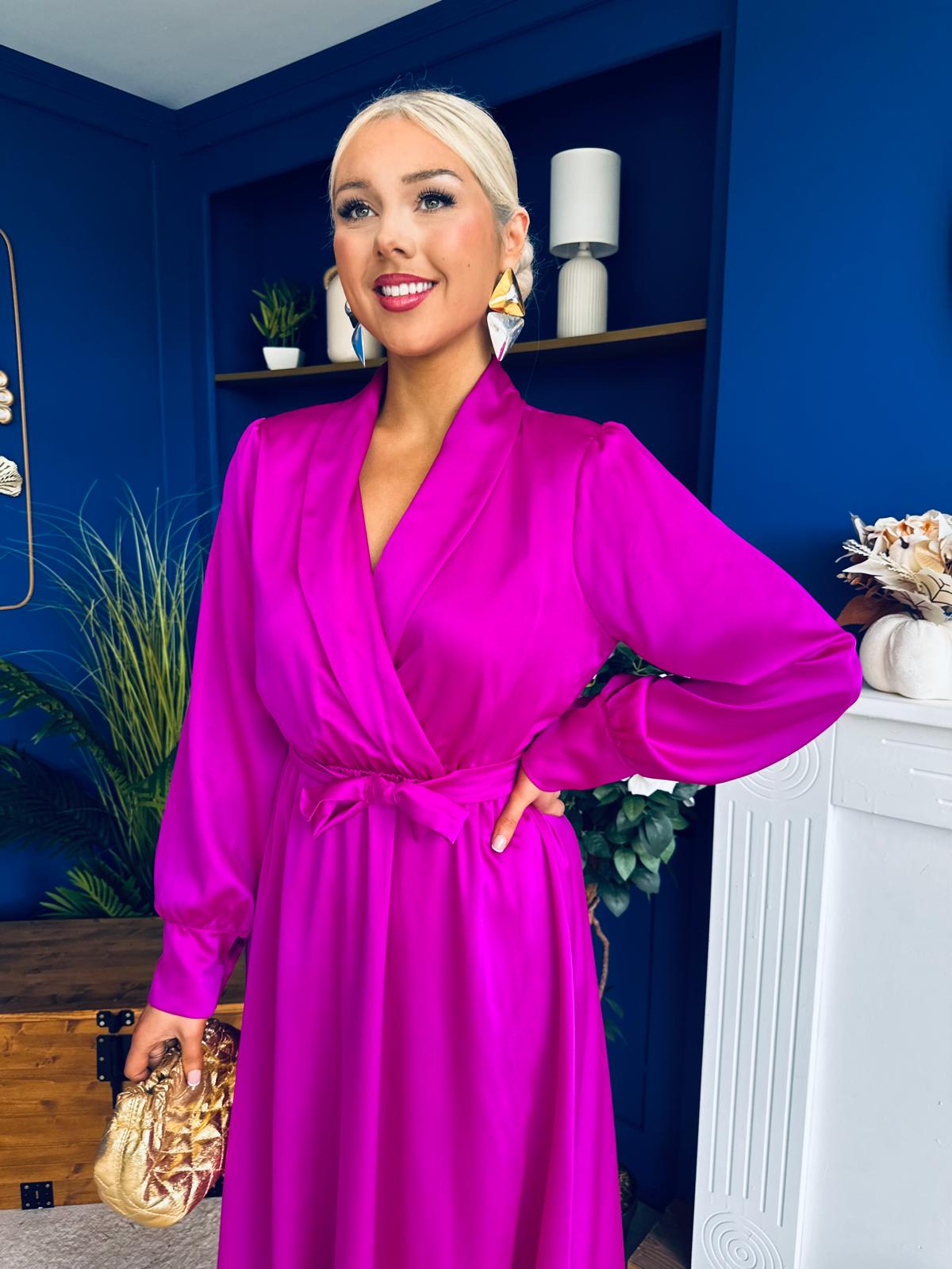 Sadhbh Detailed Satin Midi Dress Orchid