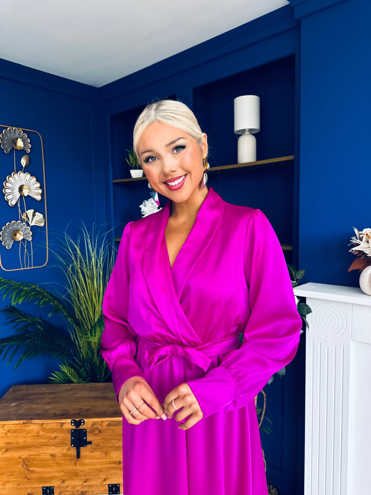 Sadhbh Detailed Satin Midi Dress Orchid