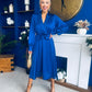 Sadhbh Detailed Satin Midi Dress Navy