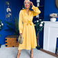 Sadhbh Detailed Satin Midi Dress Yellow