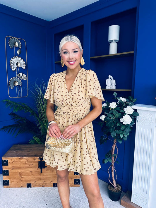 Skye Banded Mini Dress Polka Yellow