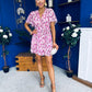 Skye Banded Mini Dress Floral Pink